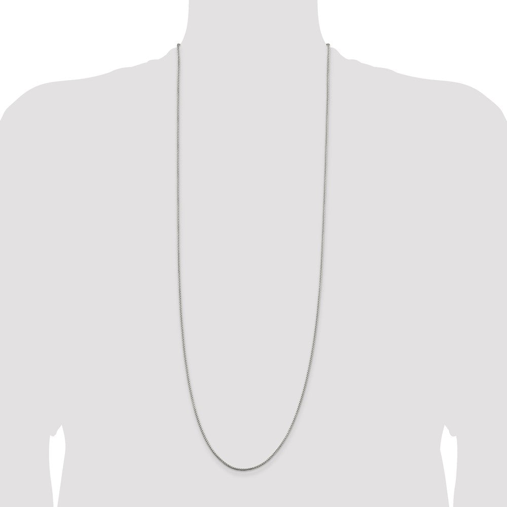 36 Inch Sterling Silver 1.5mm Round Box Chain Necklace