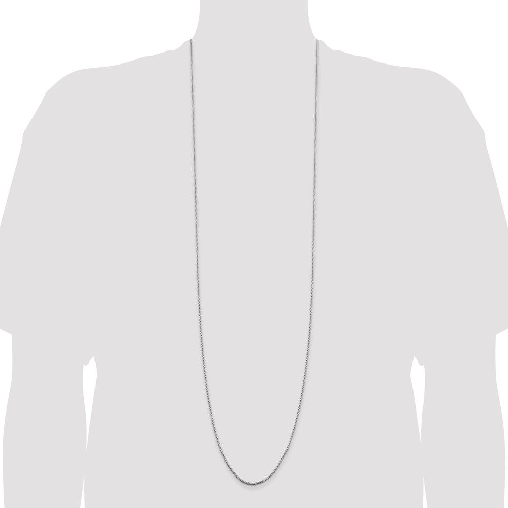 22 Inch Sterling Silver Rhodium-Plated 1.5mm Round Box Chain Necklace