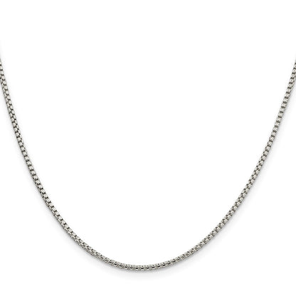 22 Inch Sterling Silver 1.75mm Round Box Chain Necklace