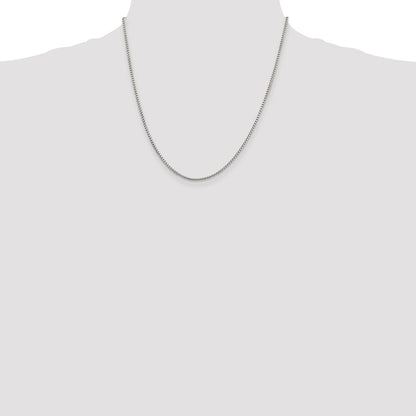 20 Inch Sterling Silver 1.75mm Round Box Chain Necklace
