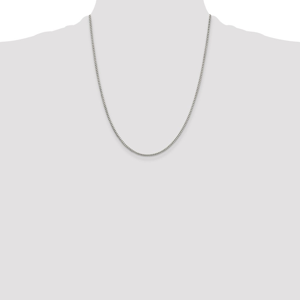 22 Inch Sterling Silver 1.75mm Round Box Chain Necklace