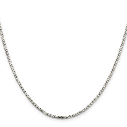 36 Inch Sterling Silver 2mm Round Box Chain Necklace