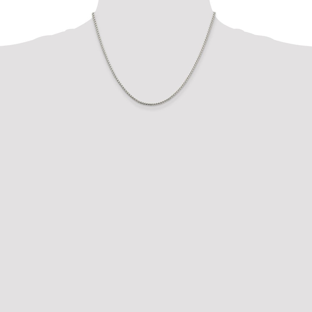 18 Inch Sterling Silver 2mm Round Box Chain Necklace