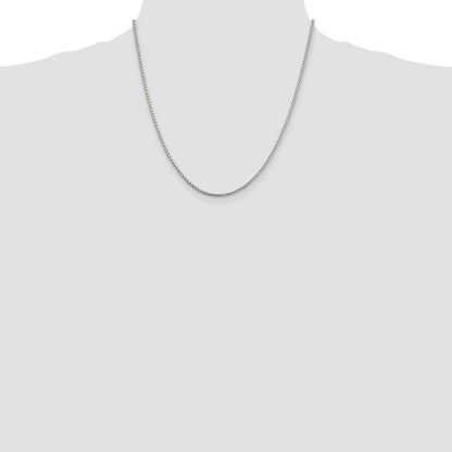 20 Inch Sterling Silver 2mm Round Box Chain Necklace