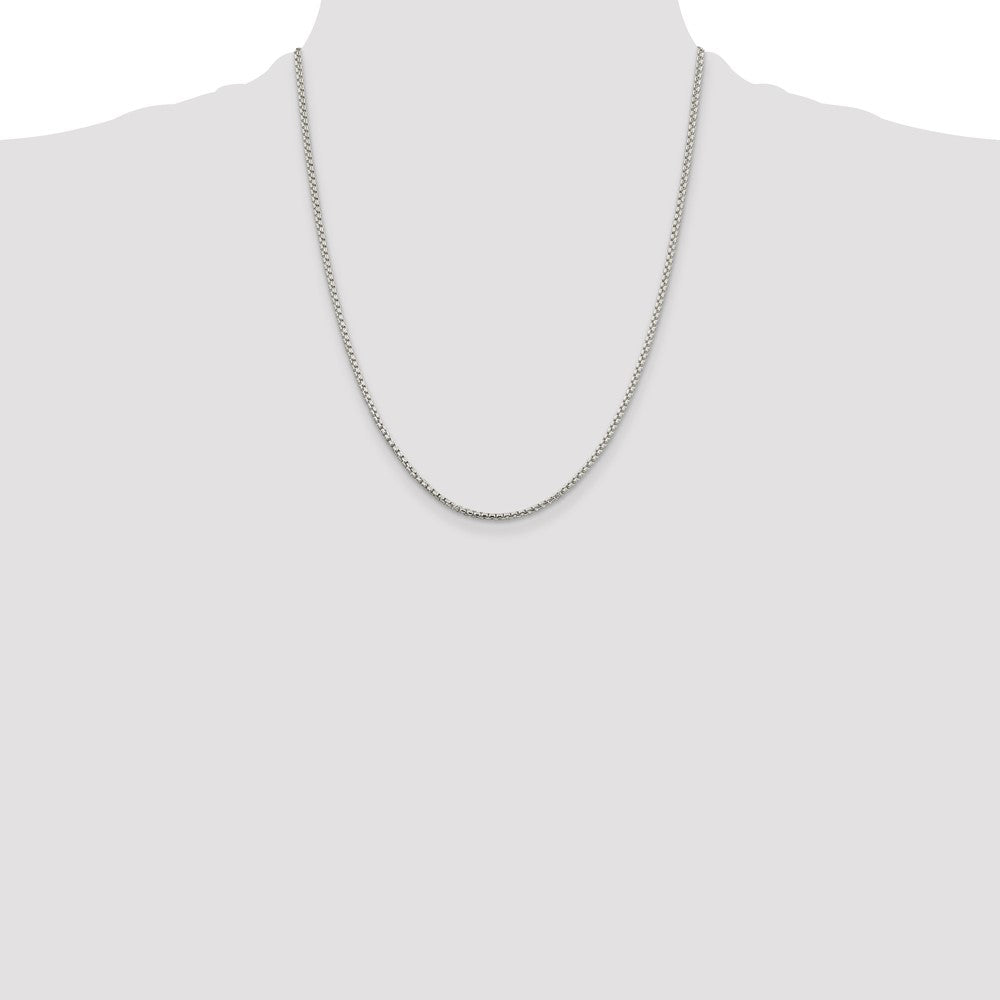 22 Inch Sterling Silver 2mm Round Box Chain Necklace