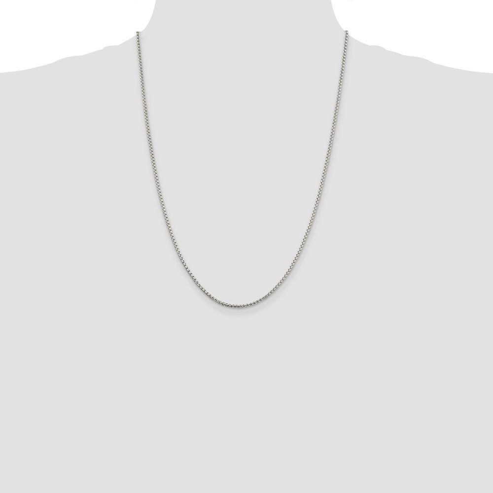 24 Inch Sterling Silver 2mm Round Box Chain Necklace