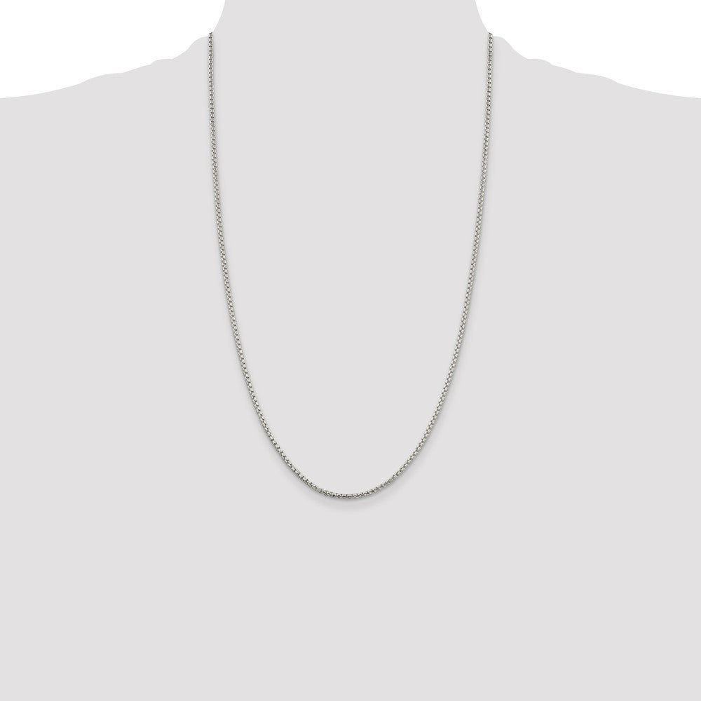 26 Inch Sterling Silver 2mm Round Box Chain Necklace
