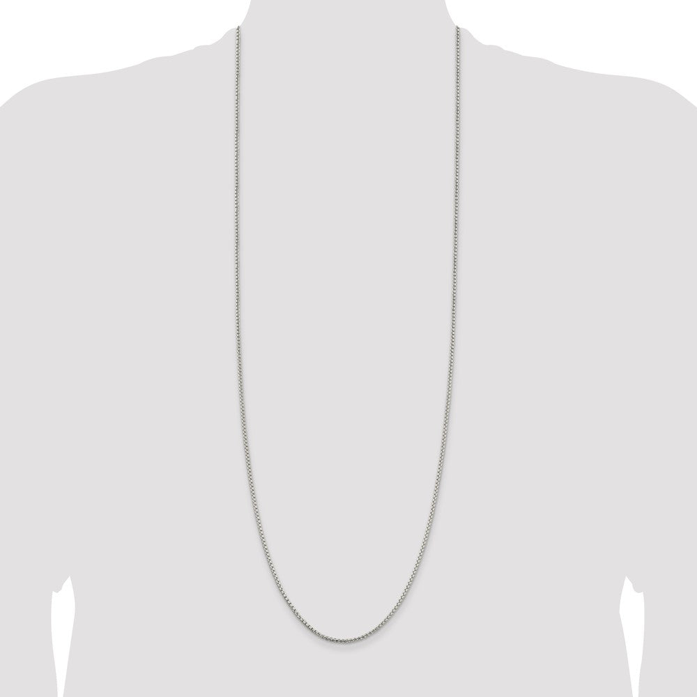 36 Inch Sterling Silver 2mm Round Box Chain Necklace