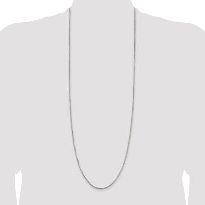 36 Inch Sterling Silver 2mm Round Box Chain Necklace