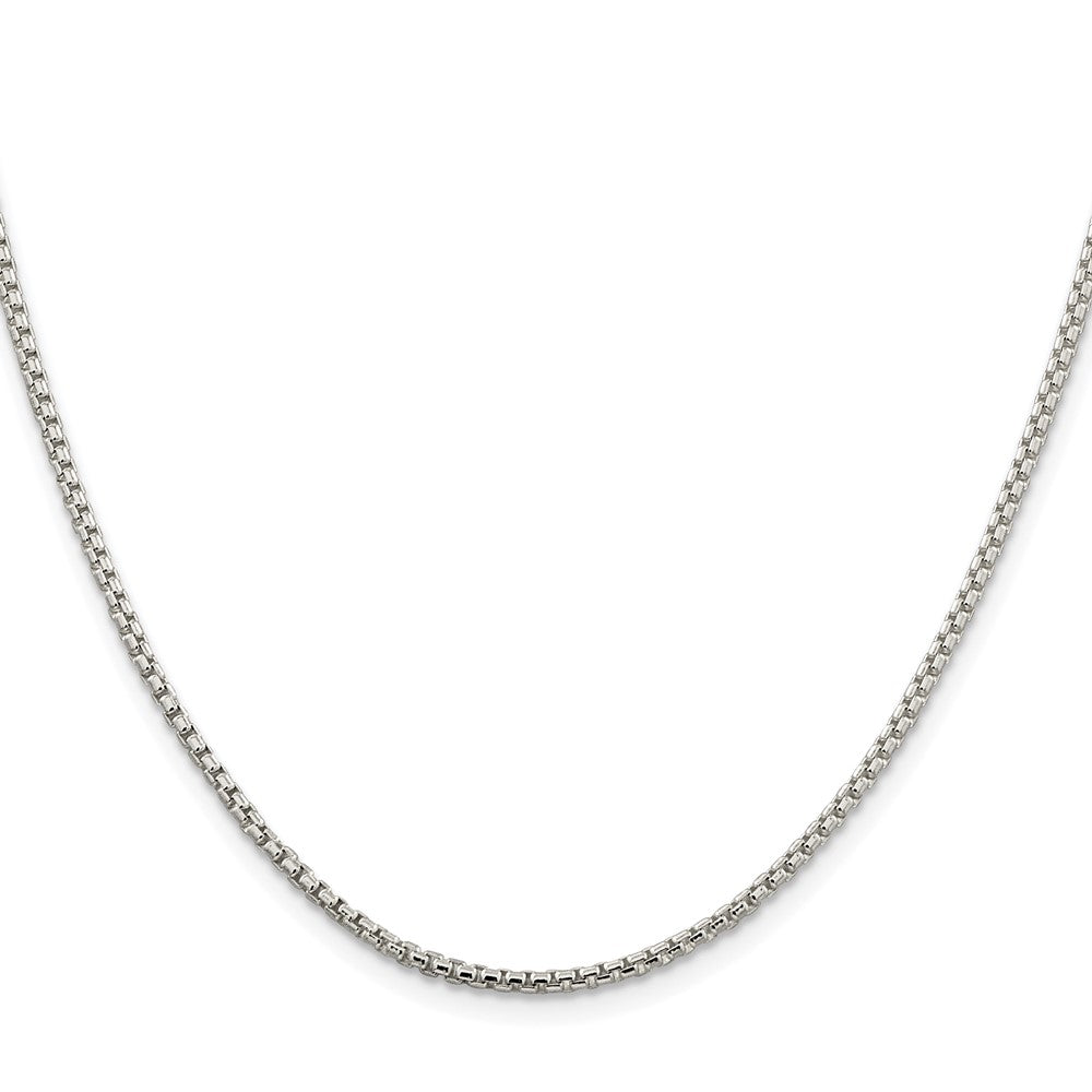 Sterling Silver Rhodium-Plated 2mm Round Box Chain