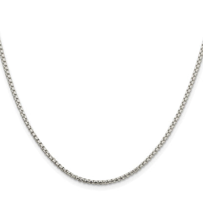 Sterling Silver Rhodium-Plated 2mm Round Box Chain
