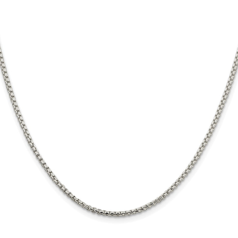 Sterling Silver Rhodium-Plated 2mm Round Box Chain