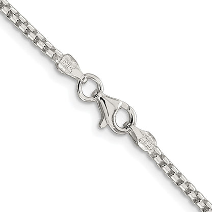 Sterling Silver Rhodium-Plated 2mm Round Box Chain