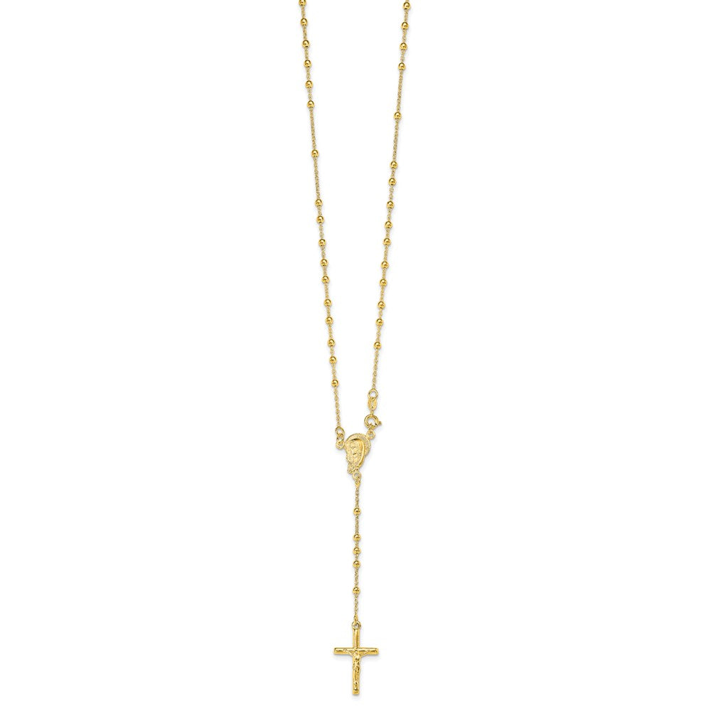 Ss/Gold Plated Sterling Silver Gold-Plated Polished Bead Rosary 18 Inch Necklace