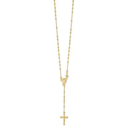 Ss/Gold Plated Sterling Silver Gold-Plated Polished Bead Rosary 18 Inch Necklace