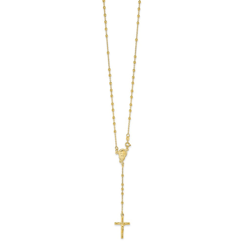 Ss/Gold Plated Sterling Silver Gold-Plated Polished Bead Rosary 18 Inch Necklace