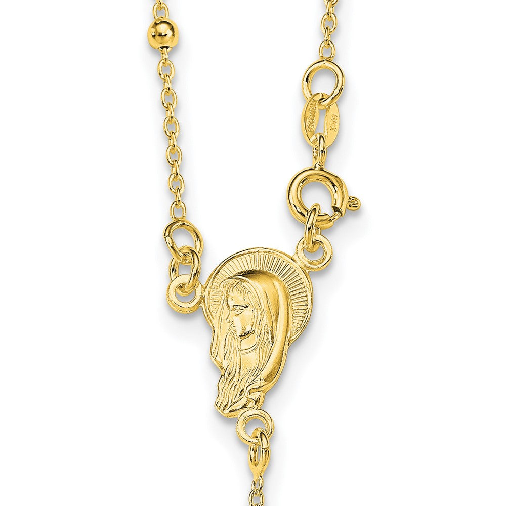 Ss/Gold Plated Sterling Silver Gold-Plated Polished Bead Rosary 18 Inch Necklace