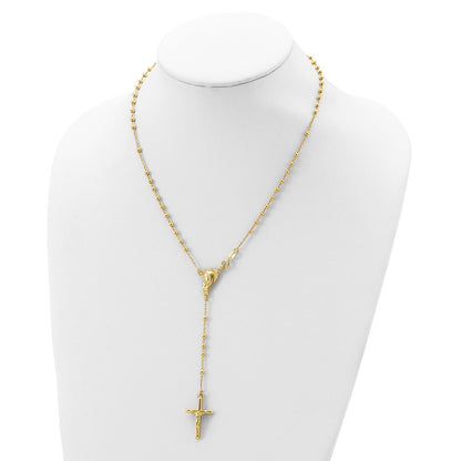 Ss/Gold Plated Sterling Silver Gold-Plated Polished Bead Rosary 18 Inch Necklace