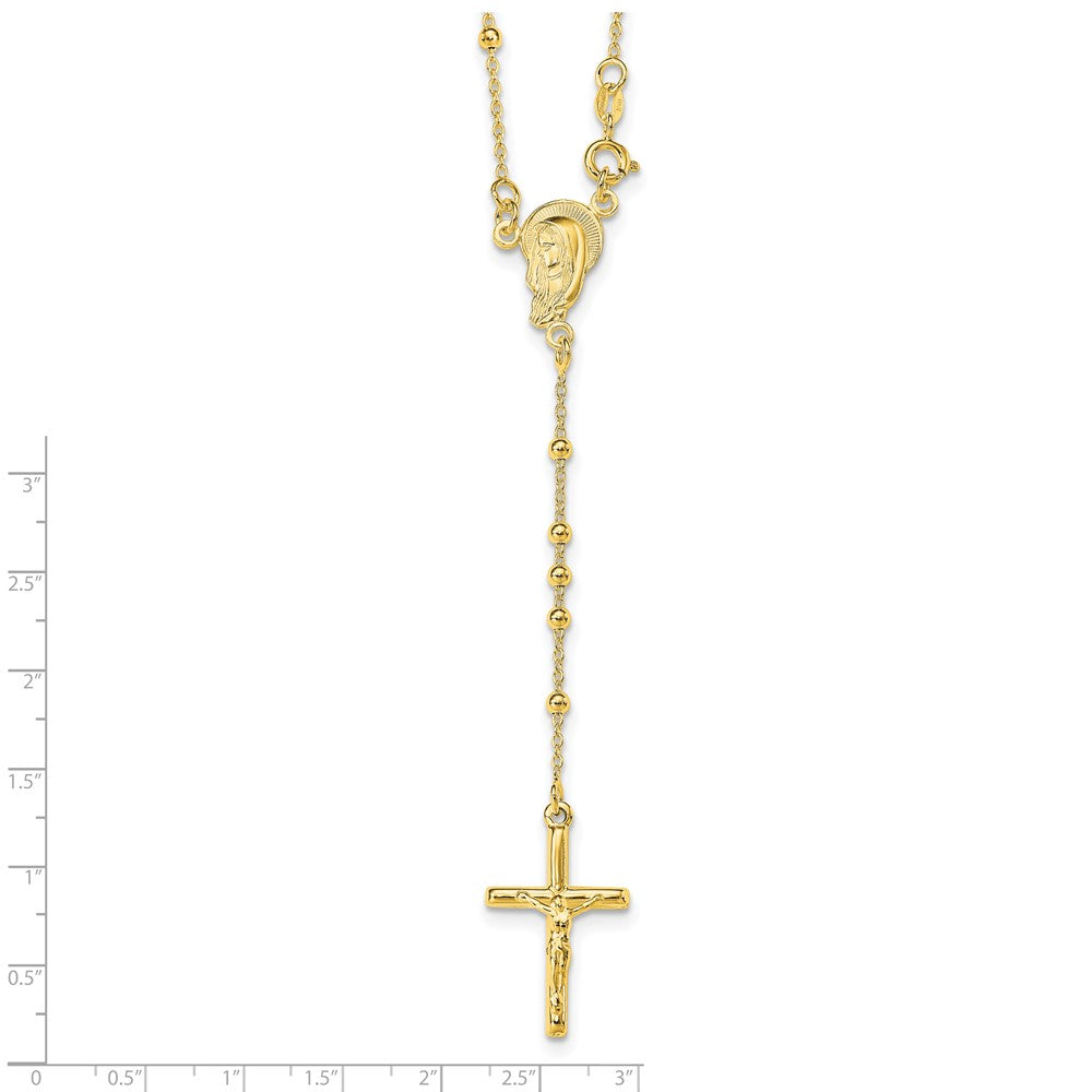 Ss/Gold Plated Sterling Silver Gold-Plated Polished Bead Rosary 18 Inch Necklace