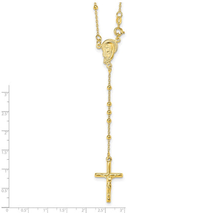 Ss/Gold Plated Sterling Silver Gold-Plated Polished Bead Rosary 18 Inch Necklace