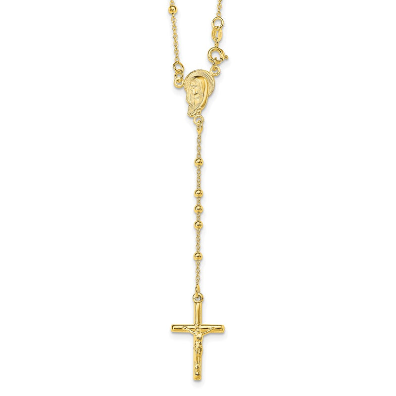 Ss/Gold Plated Sterling Silver Gold-Plated Polished Bead Rosary 18 Inch Necklace