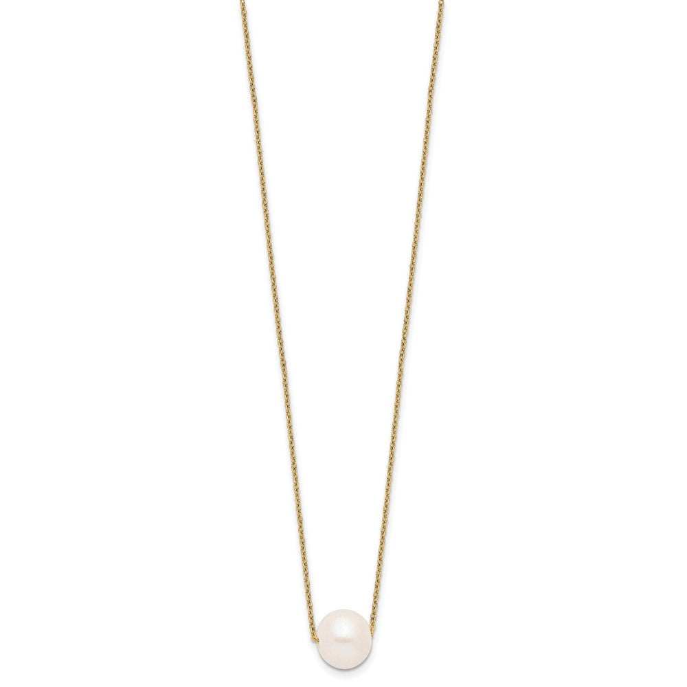 Ss/Gold Plated Sterling Silver Gold-Tone 10-11mm White Near Round Fwc Pearl Necklace