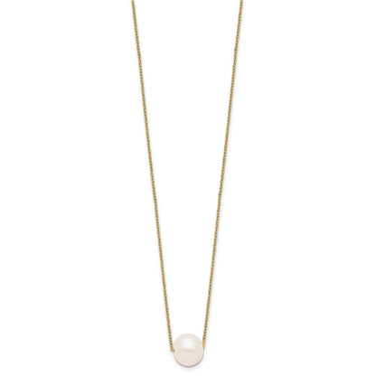 Ss/Gold Plated Sterling Silver Gold-Tone 10-11mm White Near Round Fwc Pearl Necklace