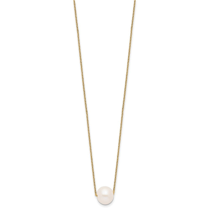 Ss/Gold Plated Sterling Silver Gold-Tone 10-11mm White Near Round Fwc Pearl Necklace