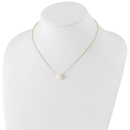 Ss/Gold Plated Sterling Silver Gold-Tone 10-11mm White Near Round Fwc Pearl Necklace