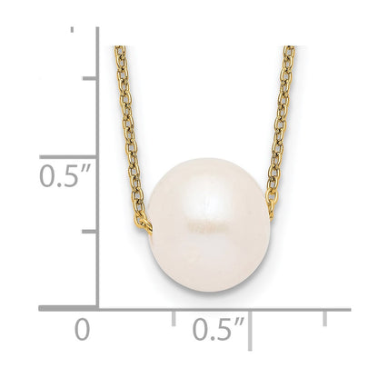 Ss/Gold Plated Sterling Silver Gold-Tone 10-11mm White Near Round Fwc Pearl Necklace