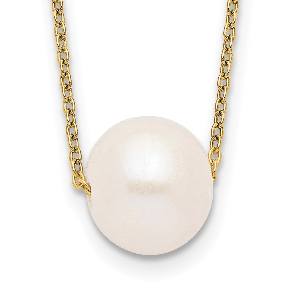 Ss/Gold Plated Sterling Silver Gold-Tone 10-11mm White Near Round Fwc Pearl Necklace