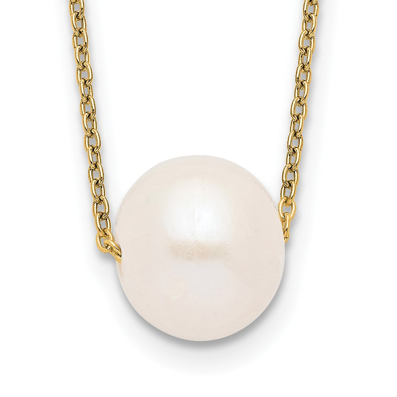 Ss/Gold Plated Sterling Silver Gold-Tone 10-11mm White Near Round Fwc Pearl Necklace