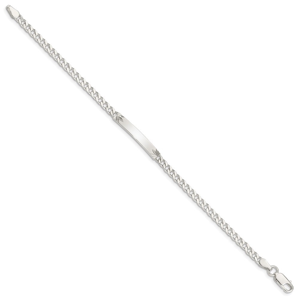 8 Inch Sterling Silver Polished Engraveable Curb Link Id Bracelet