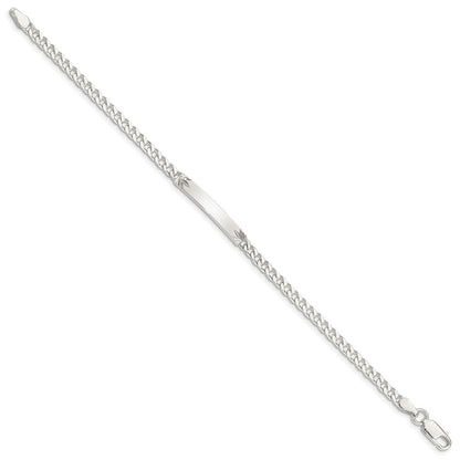 8 Inch Sterling Silver Polished Engraveable Curb Link Id Bracelet