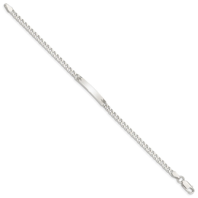 8 Inch Sterling Silver Polished Engraveable Curb Link Id Bracelet