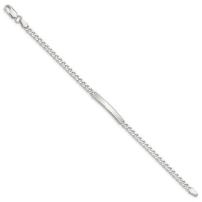 7 Inch Sterling Silver Diamond-Cut Engraveable Curb Link Id Bracelet