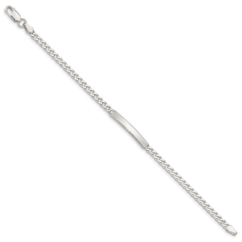 7 Inch Sterling Silver Diamond-Cut Engraveable Curb Link Id Bracelet