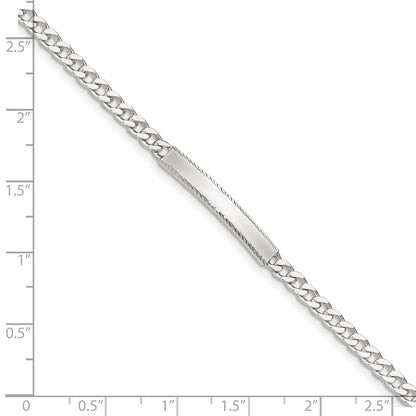 8 Inch Sterling Silver Diamond-Cut Engraveable Curb Link Id Bracelet