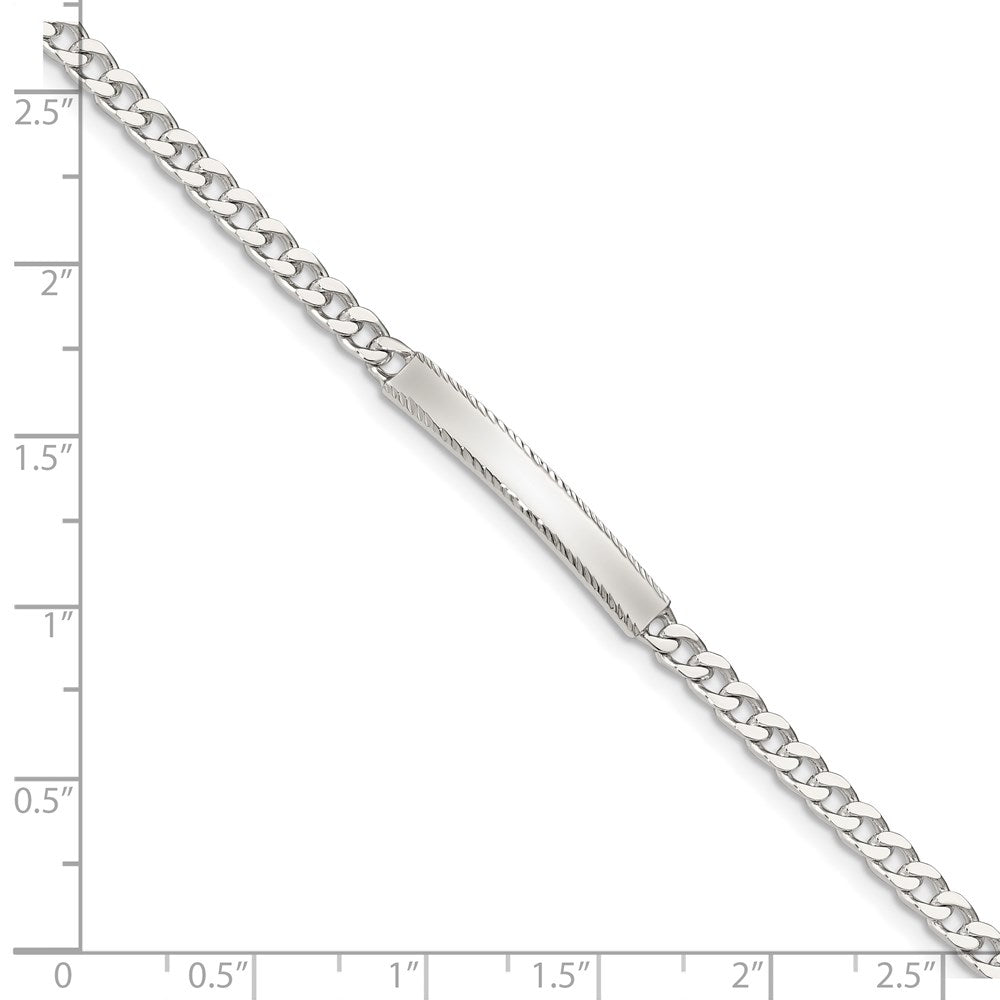 7 Inch Sterling Silver Diamond-Cut Engraveable Curb Link Id Bracelet