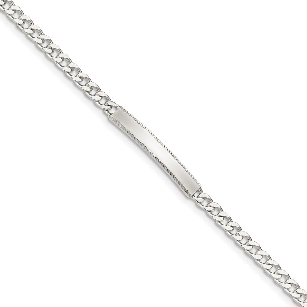 8 Inch Sterling Silver Diamond-Cut Engraveable Curb Link Id Bracelet
