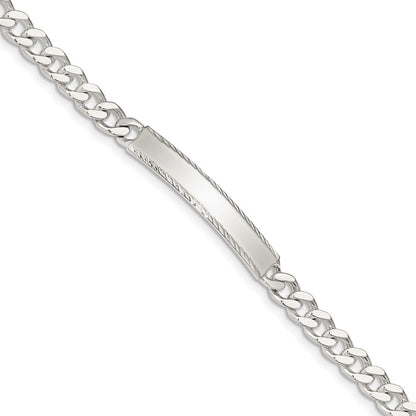 7 Inch Sterling Silver Diamond-Cut Engraveable Curb Link Id Bracelet