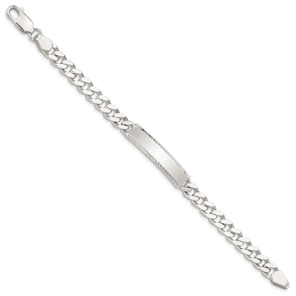 7 Inch Sterling Silver Diamond-Cut Engraveable Curb Link Id Bracelet