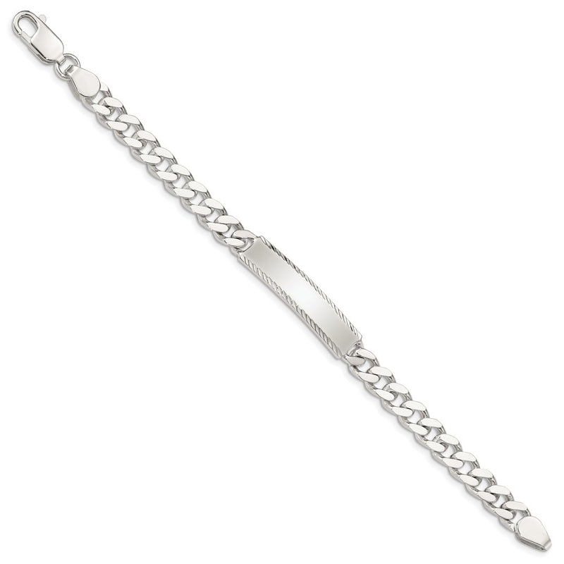 7 Inch Sterling Silver Diamond-Cut Engraveable Curb Link Id Bracelet