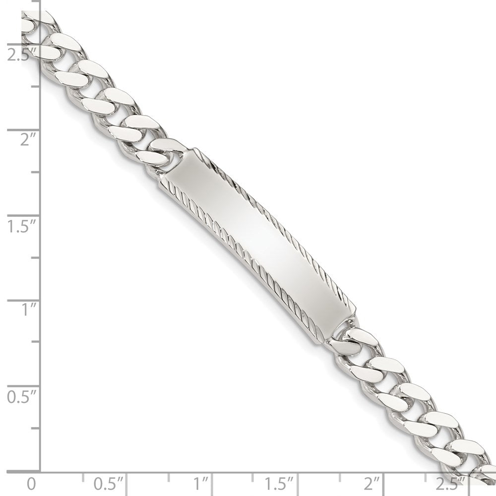 7 Inch Sterling Silver Diamond-Cut Engraveable Curb Link Id Bracelet