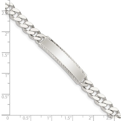 7 Inch Sterling Silver Diamond-Cut Engraveable Curb Link Id Bracelet