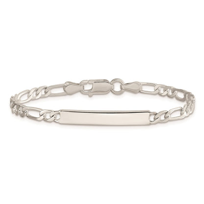 7 Inch Sterling Silver Engraveable In. Figaro Link Id Bracelet