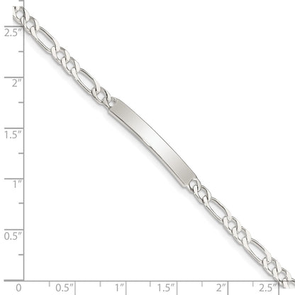 7 Inch Sterling Silver Engraveable In. Figaro Link Id Bracelet