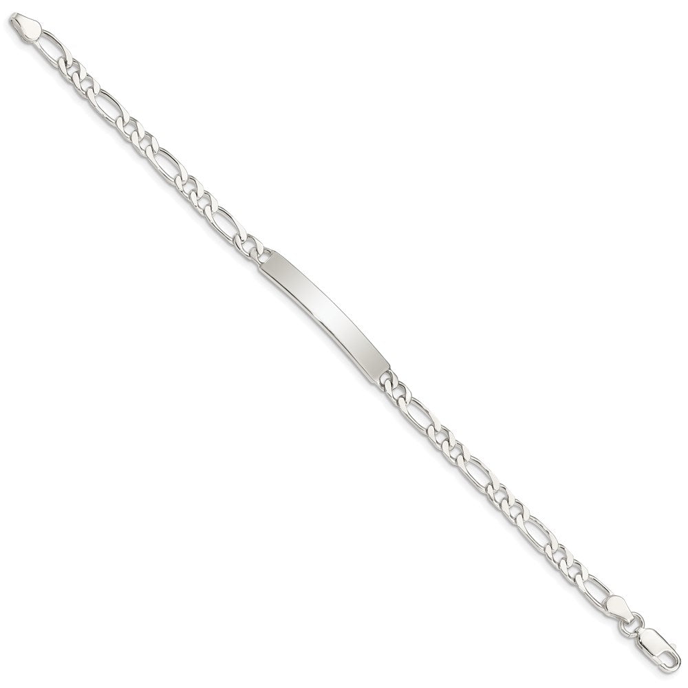 8 Inch Sterling Silver 8Inch Polished Engraveable Figaro Link Id Bracelet
