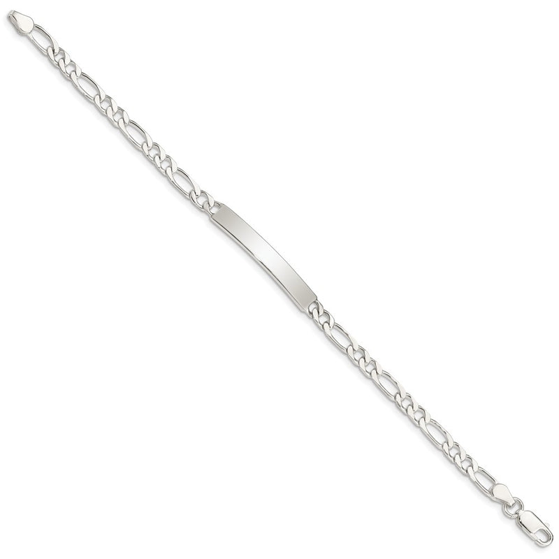 8 Inch Sterling Silver 8Inch Polished Engraveable Figaro Link Id Bracelet