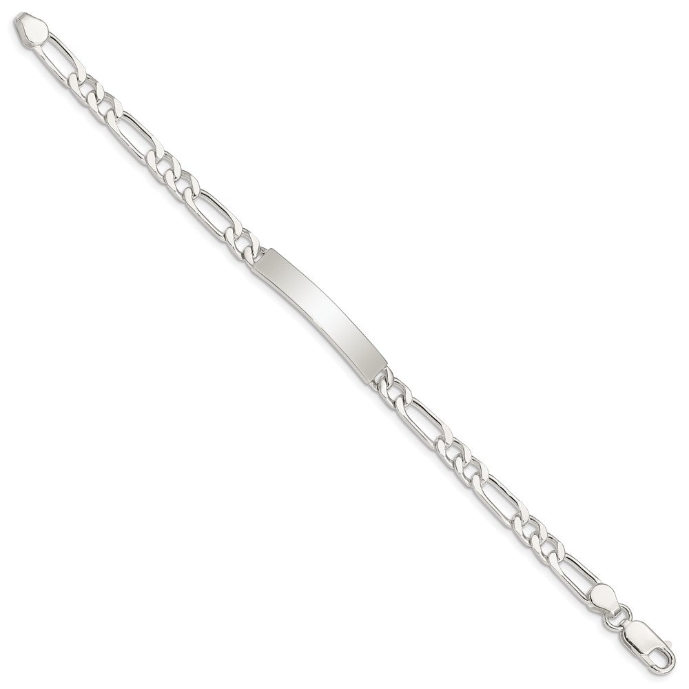 8 Inch Sterling Silver 8Inch Polished Engraveable Figaro Link Id Bracelet